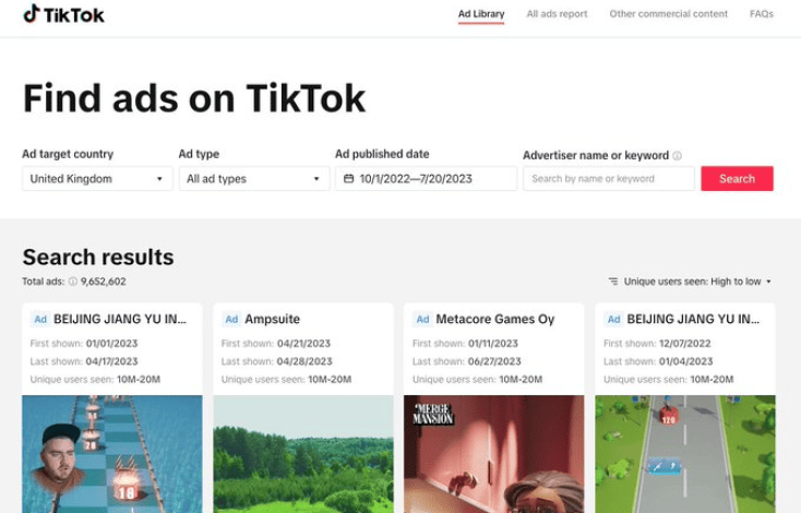 تطلق TikTok أداة مكتبة الإعلانات الجديدة لحملات الاتحاد الأوروبي